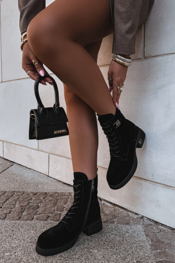 Sapatos quentes femininos de camurça sintética em preto Vinceza 67044 2