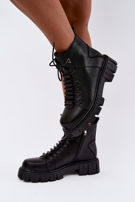 botins para mulheres com plataforma D&A JC62-1044 na cor preta