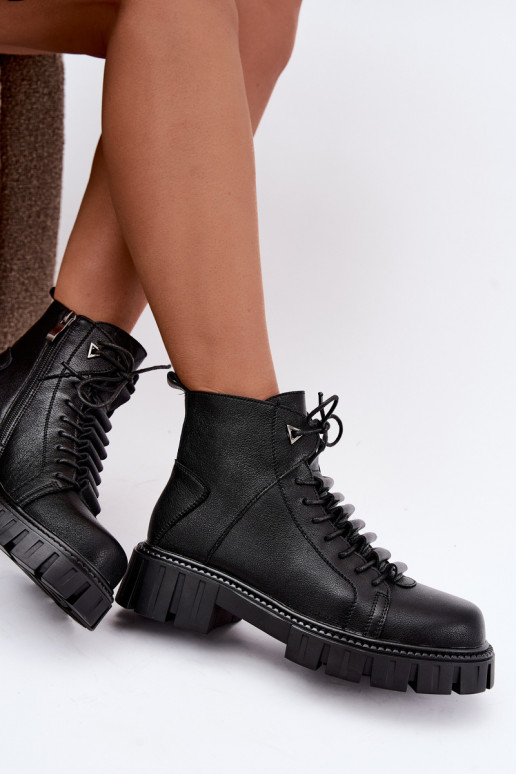 botins para mulheres com plataforma D&A JC62-1044 na cor preta