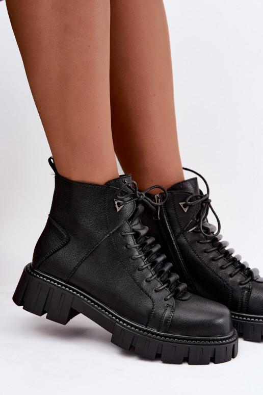 botins para mulheres com plataforma D&A JC62-1044 na cor preta