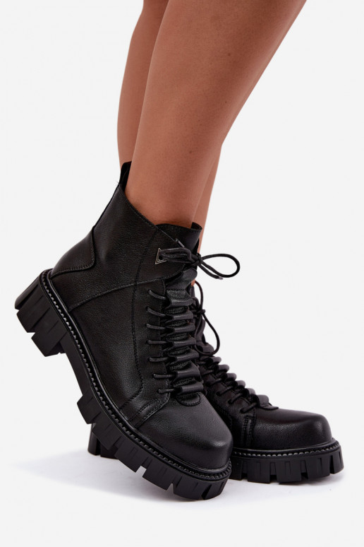 botins para mulheres com plataforma D&A JC62-1044 na cor preta
