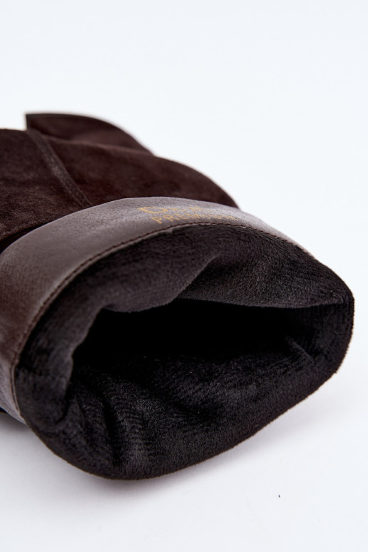 Botins de camurça natural com rugas e saltos D&A JC62-1021 chocolate