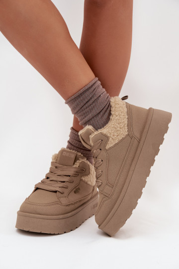 Botas de neve femininas com plataforma e pelo Big Star SS274105 cor areia 2