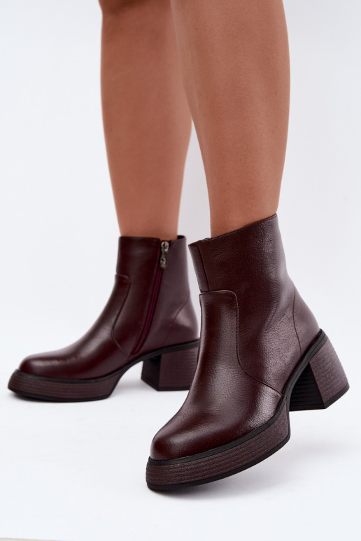Botins de couro forrados com saltos D&A CR62-3369 bordô