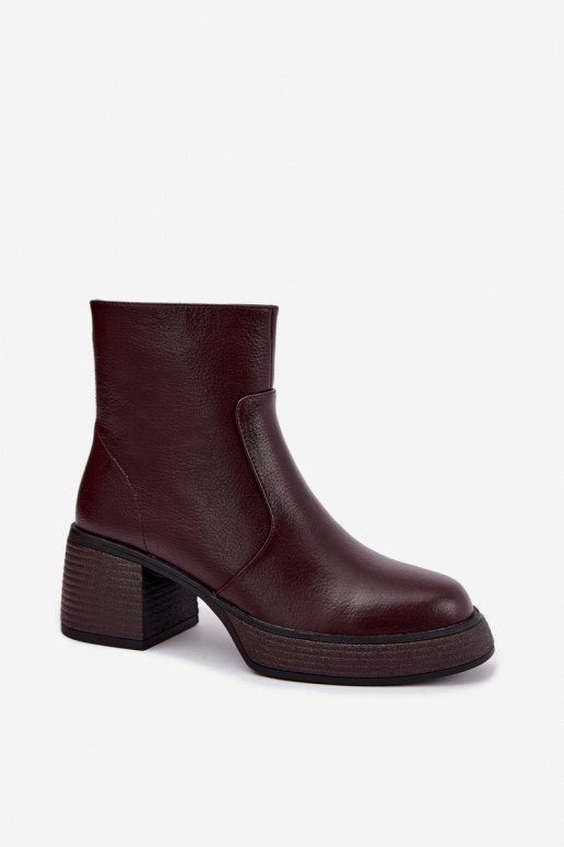 Botins de couro forrados com saltos D&A CR62-3369 bordô