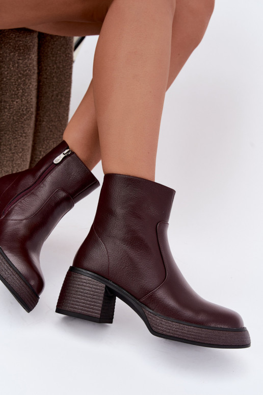 Botins de couro forrados com saltos D&A CR62-3369 bordô