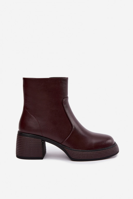 Botins de couro forrados com saltos D&A CR62-3369 bordô