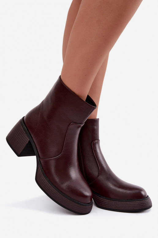 Botins de couro forrados com saltos D&A CR62-3369 bordô
