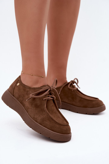 Sapatos femininos de camurça sintética Tai turiciejka K7189-04 na cor areia 2