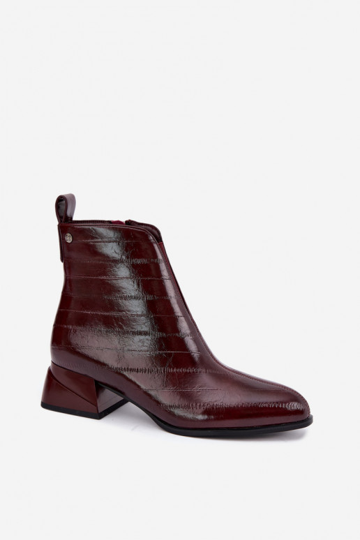 Botins de couro isolados Klocke Tai turiciejka K7675-23 na cor bordô