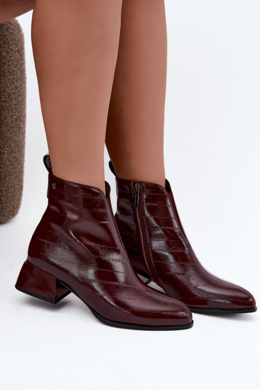 Botins de couro isolados Klocke Tai turiciejka K7675-23 na cor bordô