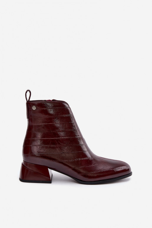 Botins de couro isolados Klocke Tai turiciejka K7675-23 na cor bordô