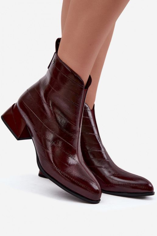 Botins de couro isolados Klocke Tai turiciejka K7675-23 na cor bordô