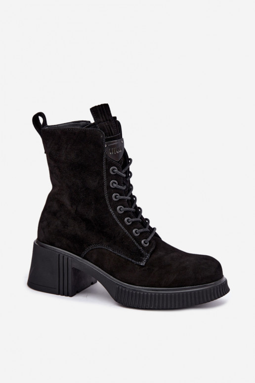 Botins de camurça isolados Klocke Tai turiciejka K7675-23 na cor preta