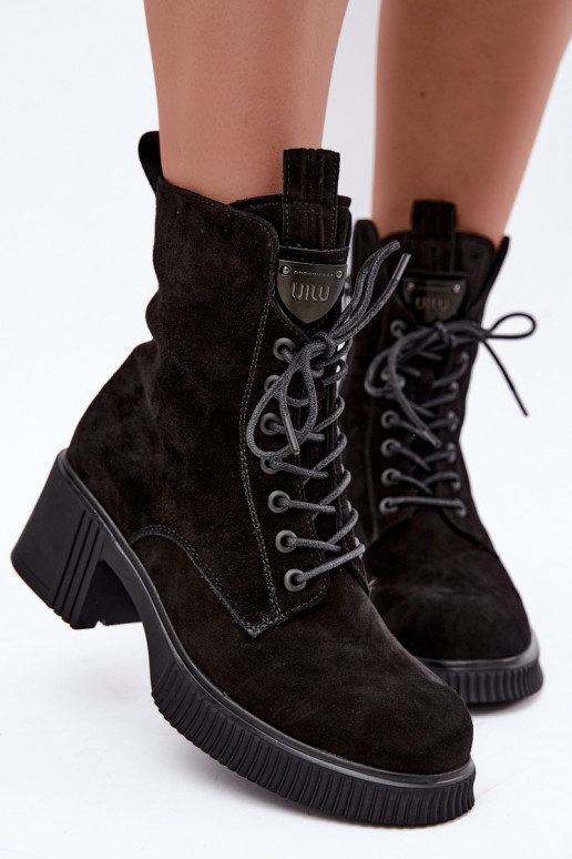 Botins de camurça isolados Klocke Tai turiciejka K7675-23 na cor preta