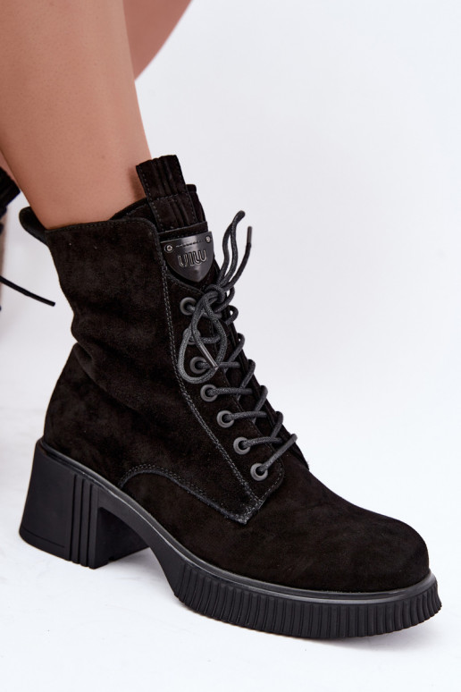 Botins de camurça isolados Klocke Tai turiciejka K7675-23 na cor preta