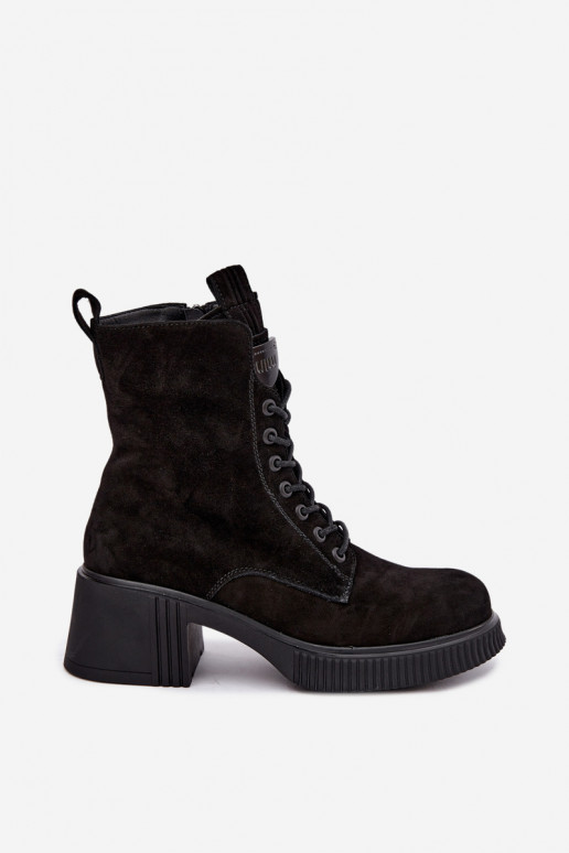 Botins de camurça isolados Klocke Tai turiciejka K7675-23 na cor preta