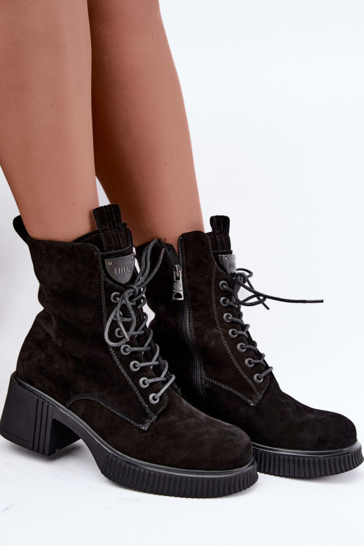 Botins de camurça isolados Klocke Tai turiciejka K7675-23 na cor preta