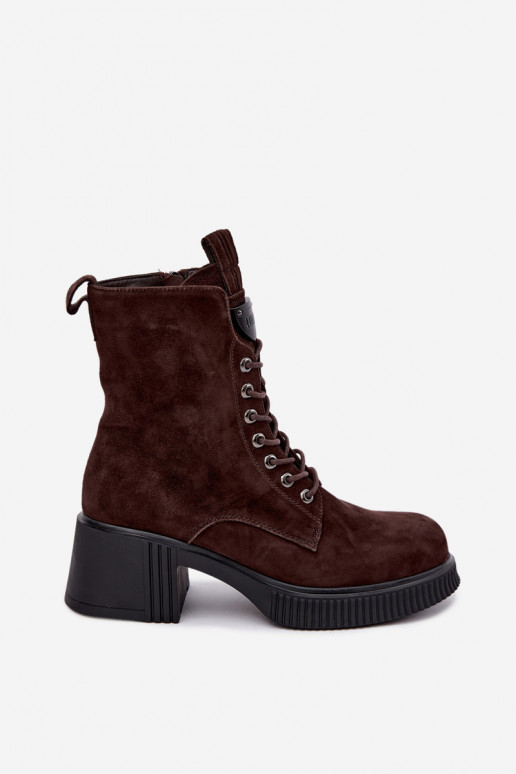 Botins de camurça isolados Klocke Tai turiciejka K7675-29 na cor chocolate