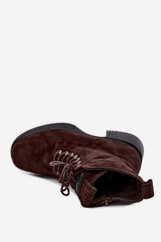 Botins de camurça isolados Klocke Tai turiciejka K7675-29 na cor chocolate