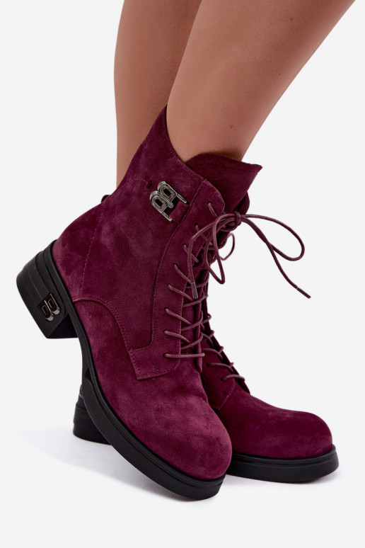 Botas femininas em camurça sintética isoladas Vinceza 67044 bordô