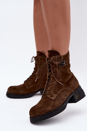Botas femininas em camurça sintética isoladas Vinceza 67044 marrom 2