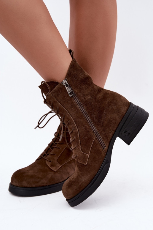 Botas femininas em camurça sintética isoladas Vinceza 67044 marrom