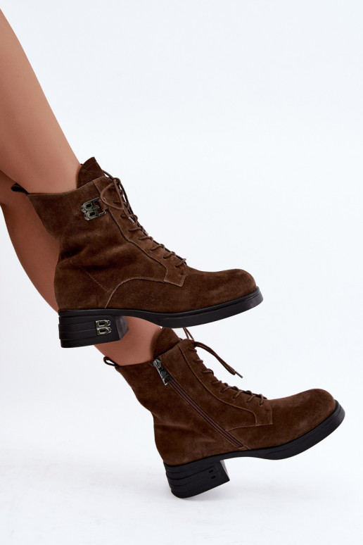 Botas femininas em camurça sintética isoladas Vinceza 67044 marrom