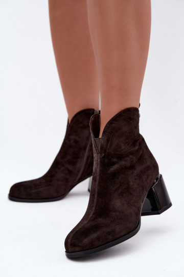 Botas em camurça sintética com salto Vinceza 91178 chocolate