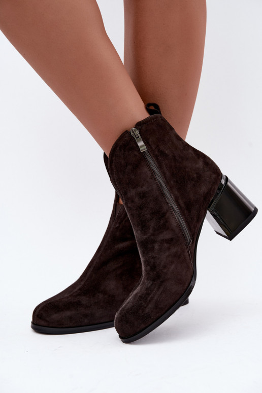 Botas em camurça sintética com salto Vinceza 91178 chocolate