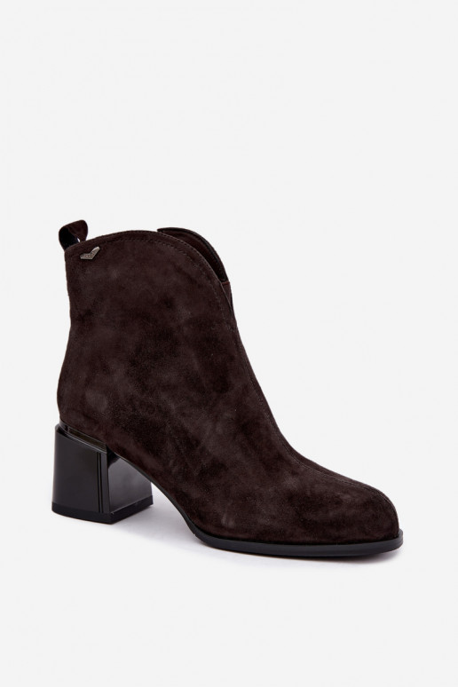 Botas em camurça sintética com salto Vinceza 91178 chocolate