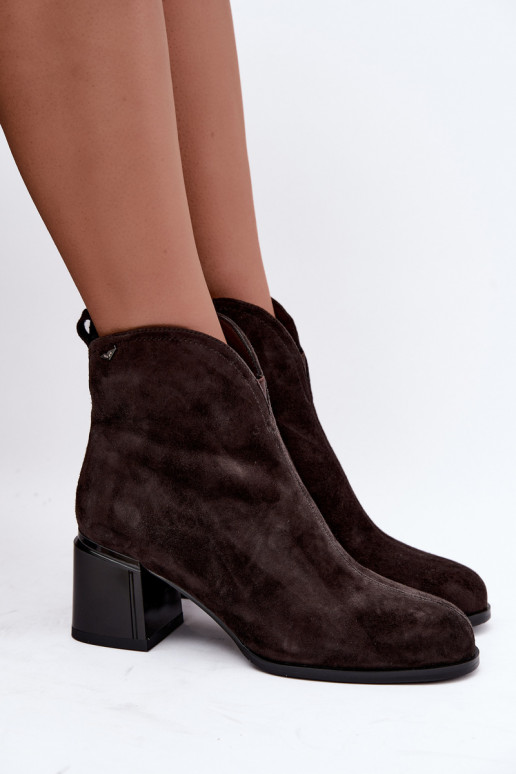 Botas em camurça sintética com salto Vinceza 91178 chocolate