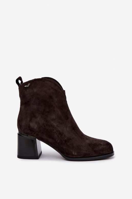 Botas em camurça sintética com salto Vinceza 91178 chocolate