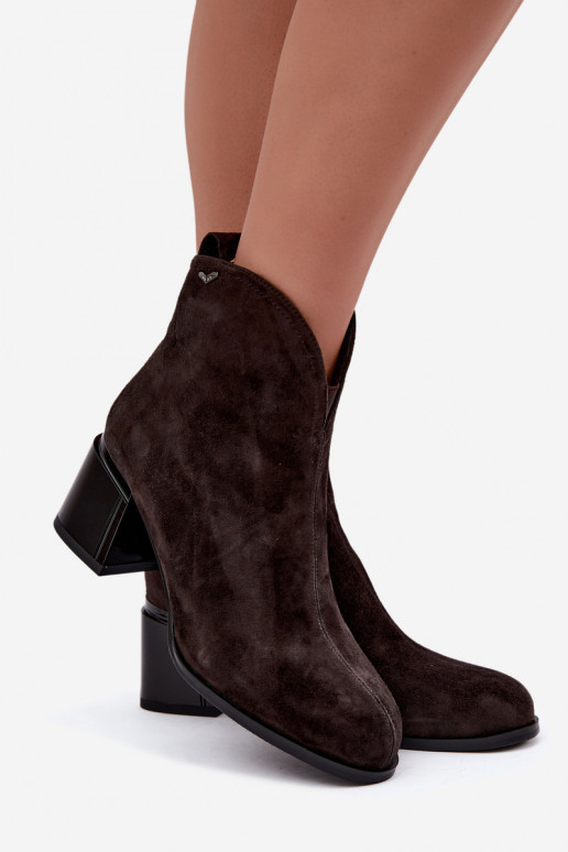 Botas em camurça sintética com salto Vinceza 91178 chocolate