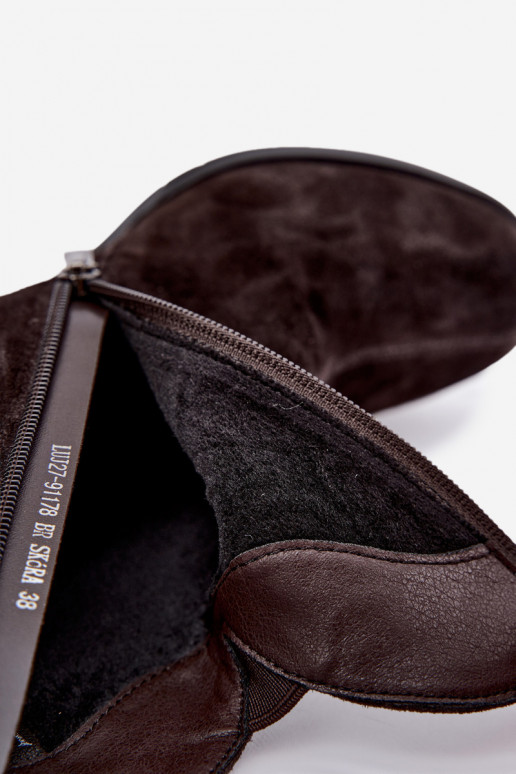 Botas em camurça sintética com salto Vinceza 91178 chocolate