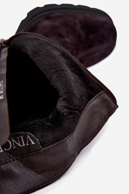 Botins isolados de camurça sintética com salto Vinceza 91172 chocolate