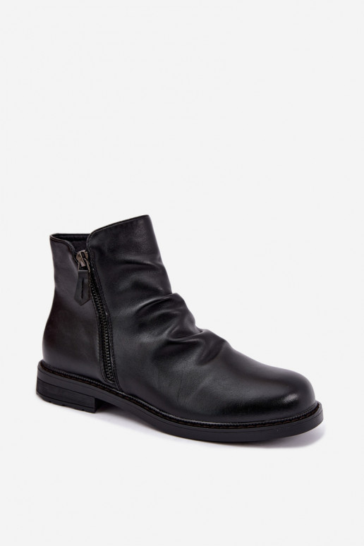 Botins isolados com babados e saltos largos Vinceza 58683 preto