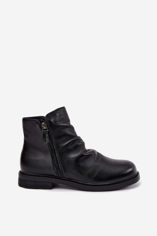 Botins isolados com babados e saltos largos Vinceza 58683 preto