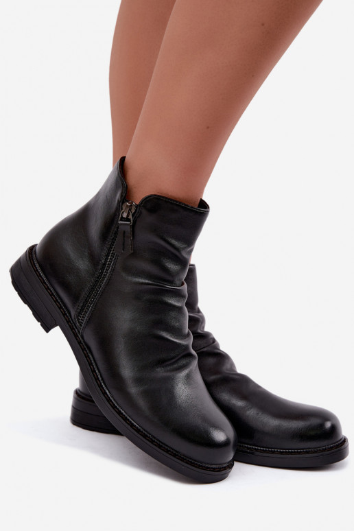 Botins isolados com babados e saltos largos Vinceza 58683 preto