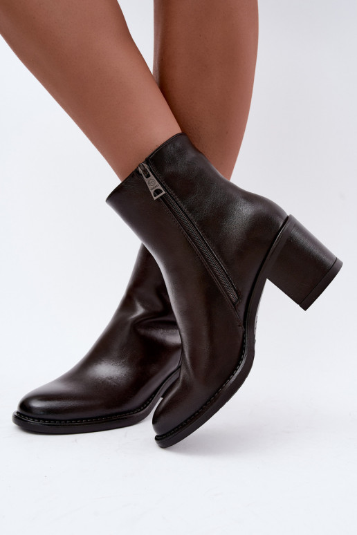 Botins isolados com salto Vinceza 58655 chocolate