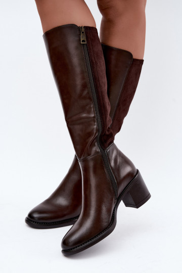 Botas longas isoladas com salto Vinceza 58652 chocolate 2