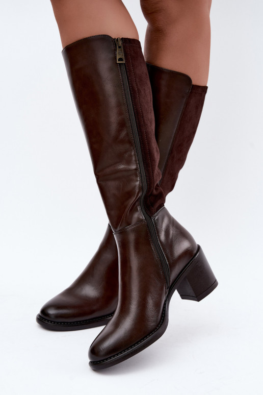 Botas longas isoladas com salto Vinceza 58652 chocolate