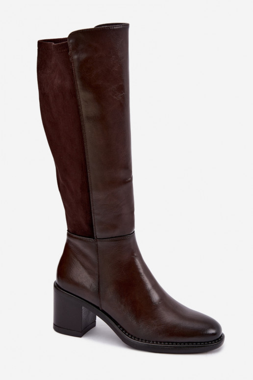 Botas longas isoladas com salto Vinceza 58652 chocolate