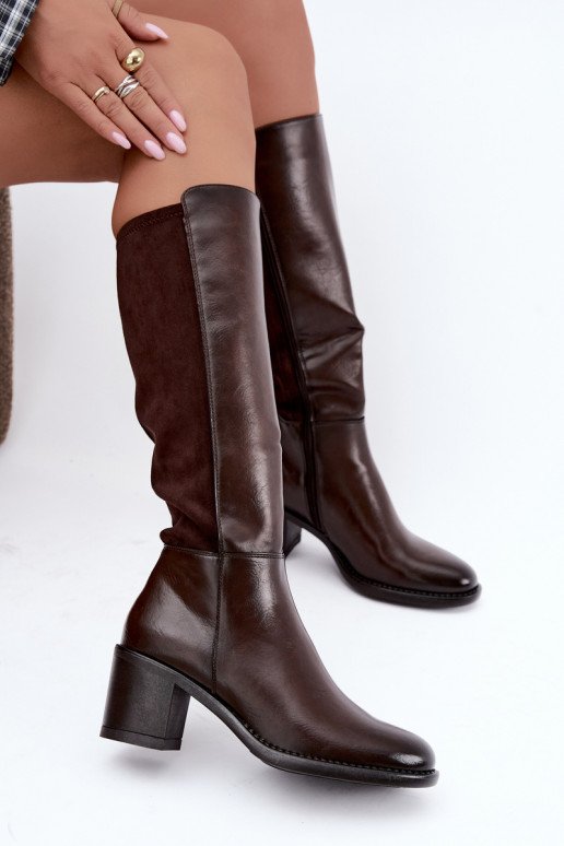 Botas longas isoladas com salto Vinceza 58652 chocolate
