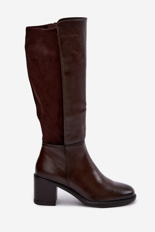 Botas longas isoladas com salto Vinceza 58652 chocolate