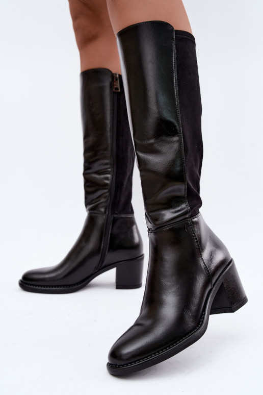 Botas longas isoladas com salto Vinceza 58652 preto