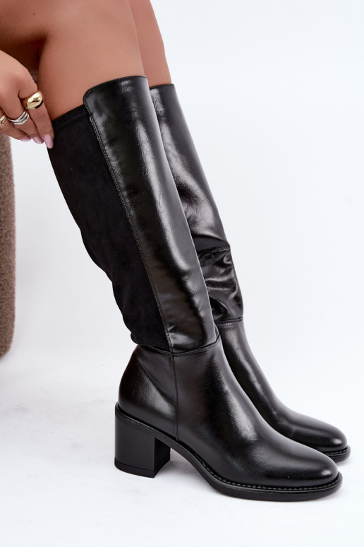 Botas longas isoladas com salto Vinceza 58652 preto