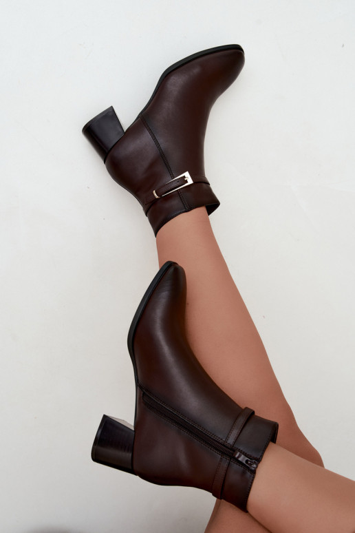 Botins isolados femininos com fivelas Sergio Leone BT-34 chocolate