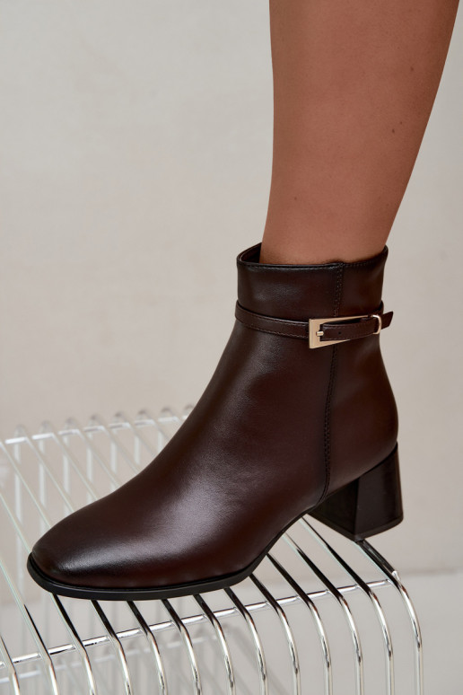 Botins isolados femininos com fivelas Sergio Leone BT-34 chocolate
