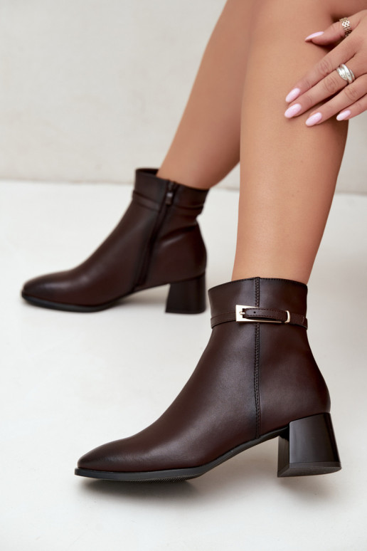 Botins isolados femininos com fivelas Sergio Leone BT-34 chocolate